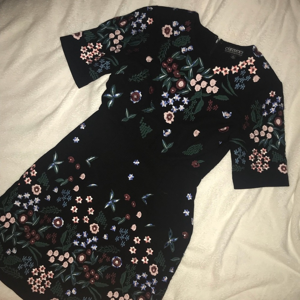 Black dress with floral embroidery